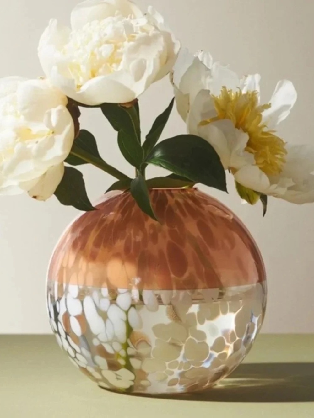 Anthropologie Peach Bela Glass Art Large Vase
